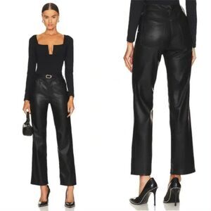 New Hudson Jeans Women's Pants Remi Faux Leather Straight Leg in Black Size 32